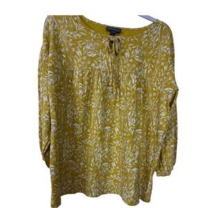 NWT Style & Co Womens 3/4 Puff Sleeve Dainty Gold Peasant Top Size M